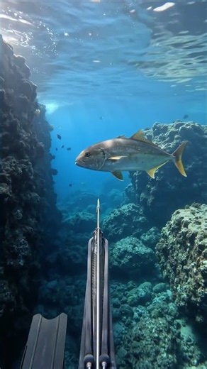 Epic Amberjack Spearfishing! Close-Up Underwater Encounter With a Powerful Fish 🎣🐟 #fishing