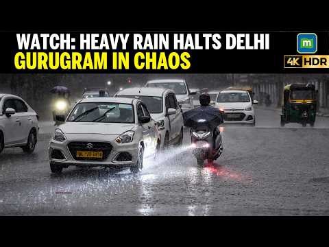 WATCH: HEAVY RAIN HALTS DELHI, Gurugram Traffic Paralyzed as Massive Downpour Batters Delhi-NCR