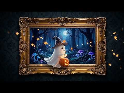 Cute Halloween TV Background 👻 Magical Ghost in an Enchanted Forest Portrait (1 Hour)