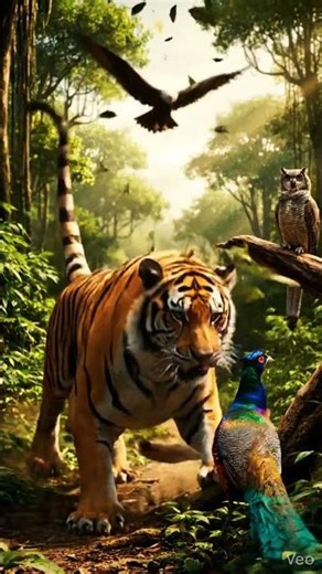 Tiger Attacks Giant Snake in the Jungle | Peacock, Owl & Eagle Watching the Wild Fight 🐅🐍🦚🦉🦅||#tiger