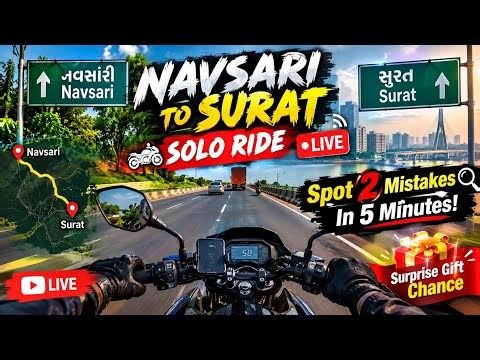 Navsari to Surat Solo Ride LIVE 🏍️ Spot 2 Mistakes In 5 Minutes! Surprise Gift Chance