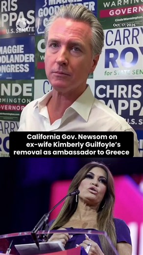 California Gov. Gavin Newsom responded Saturday to the Trump administration's decision to remove his ex-wife, Kimberly Guilfoyle, as U.S. ambassador to Greece, calling the situation "unfortunate."Speaking to CBS News' @JaredOchacher while campaigning for Democrats in New https://t.co/J9LcKqMF8I