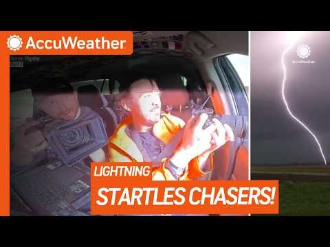 Repeated close lightning startles storm chasers!
