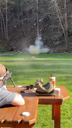 7 pounds of Tannerite target load in a milk jug inside a cooler! Makes for one cool exploding target