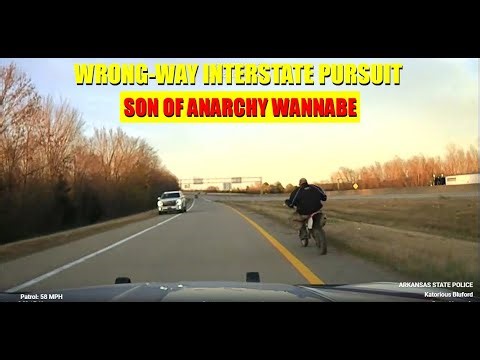 Arkansas Trooper Chase Wrong Way Interstate Son of Anarchy WANNABE!