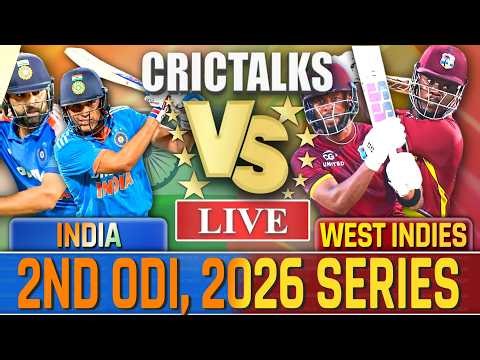 🔴 Live: IND vs WI, 2nd ODI Live Cricket Match Today, 2026 Series, Live Match Commentary, 1st Inn