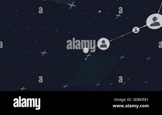 Large node entering from right nodes spawning and linking, light trails racing showing network flow. Avatars, interconnect, connectivity, data, visualization, abstract, motion Stock Video Footage - Alamy