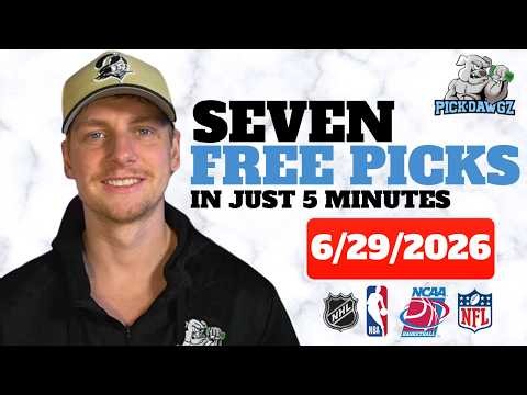MLB Picks & Predictions For Today Monday 6/29/26 | FREE MLB Picks, Best Bets, and Predictions!