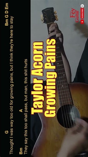 Taylor Acorn - Growing Pains Easy Guitar Chord & Lyrics (cover) #shorts