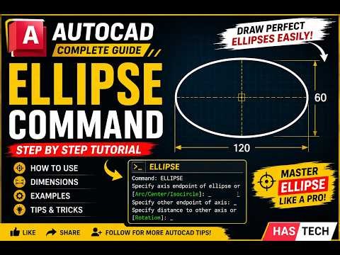 ELLIPSE Command in AutoCAD | Complete Tutorial for Beginners #Shor ELLIPSE Command in 60 Seconds |