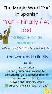 The Magic Word “YA” in Spanish — One Word, 6 Meanings! #spanishlanguage #spanishvocabulary