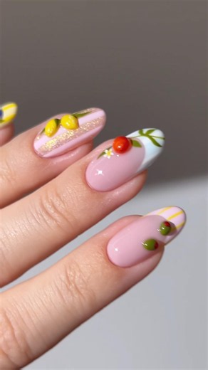 🍋🫐🍊⛱️ coastal vacation #nails #naildesign ##nailart