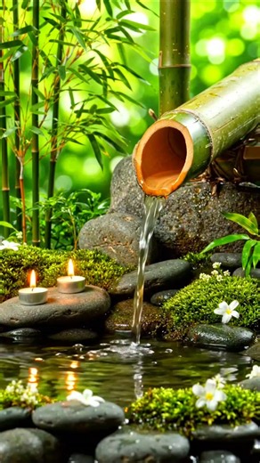 Instant Peace 🧘‍♂️ Soft Piano & Flowing Bamboo Water #relaxing #sleepmusic30minutes #relax#shorts