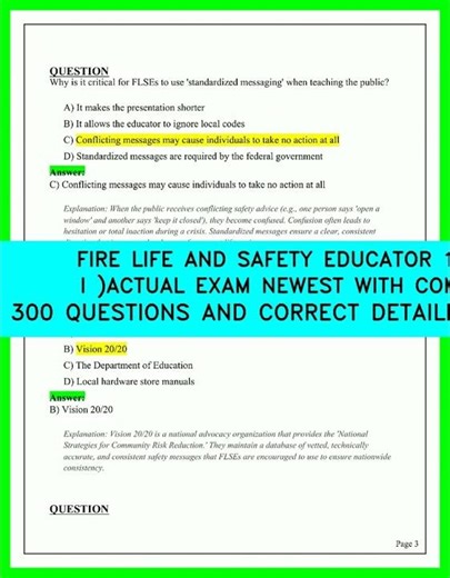 Fire and Life Safety Educator I: 300 Comprehensive Exam Practice Questions & Correct Answer Keys