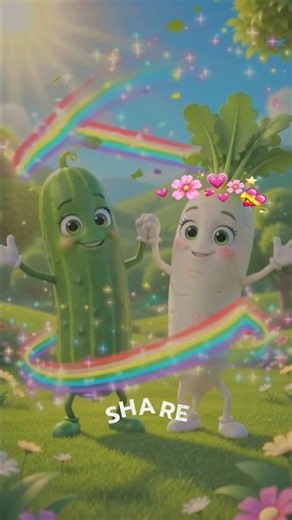 🥒❤️ Cucumber and Radish Picnic 😍 | Funny AI Cartoon Song | Kids Shorts #ytshorts #viralshorts