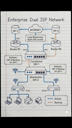 Enterprise Network Setup 🔥 Dual ISP + Load Balancing + Failover Explained