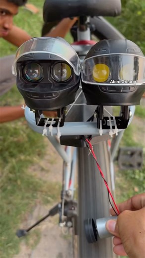 Turning Bicycle Motion into Light – 2 Helmet Fog Lights Powered! #dcmotor #scienceproject #project