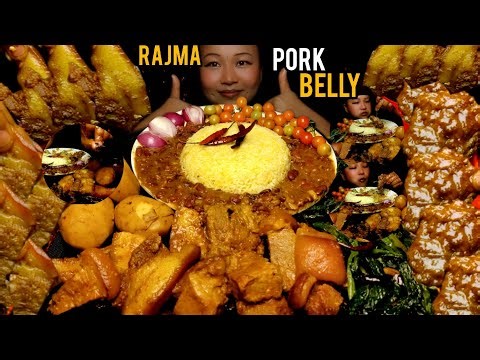 🔥SPICY 🥵 PORK BELLY 😱RAJMA YELLOW RICE 🍚 POTATOES 🥔 ASMR EATING CHALLENGE 🥵 NAMUFOODIE!!