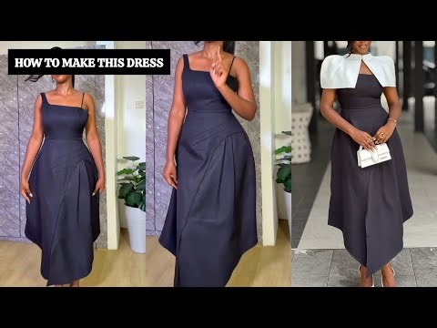 How To Draft a Structured Asymmetrical Panel Dress | One Shoulder Pattern Tutorial #stepbystep