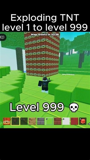 Exploding TNT Level 1 to level 999 #roblox #minecraft #tnt #shorts #viral