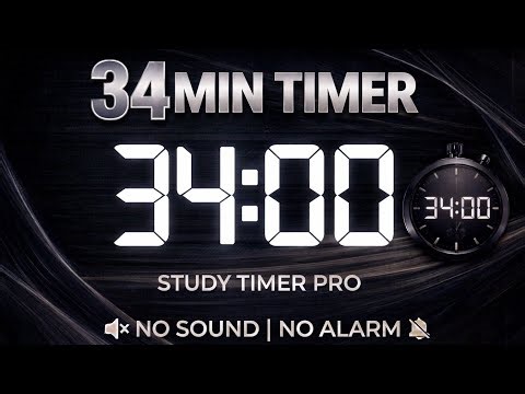 34 Minute Silent Timer | Dark Academia Aesthetic | Deep Focus Study Timer (No Music)