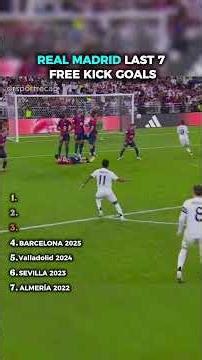 REAL MADRID LAST 7 FREE KICK GOALS