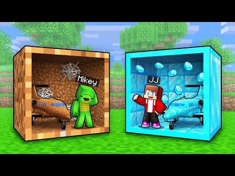 Mikey vs JJ Tiny Plane Base Inside a Block in Minecraft (Maizen)