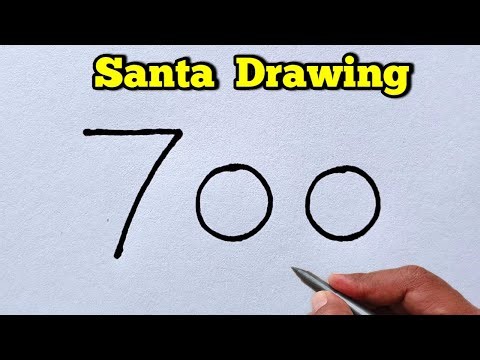 How to Draw Santa Claus from Number 700 🎅 | Santa Claus Drawing for Beginners