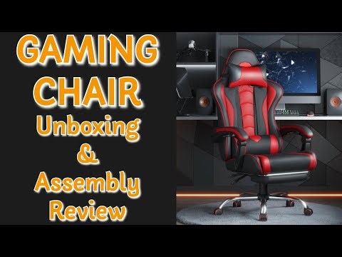 Yaheetech Gaming Chair, Video Game Chair with Massage Lumbar Support & Footrest. Unboxing & Assembly
