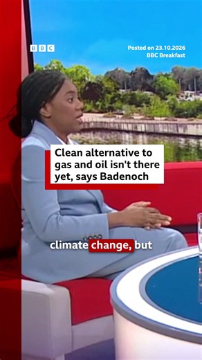 Conservative leader Kemi Badenoch has told BBC Breakfast that she doesn't believe there are enough clean energy reserves available for the UK to stop using gas and oil. #Energy #CleanEnergy #ClimateChange #Oil #Gas #Rosebank #UKPolitics #BBCNews