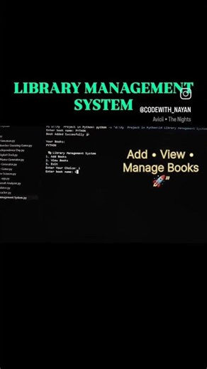 LIBRARY MANAGEMENT SYSTEM #Python #PythonProject #LibraryManagementSystem