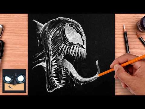 How to Draw Venom | White Charcoal Drawing Tutorial