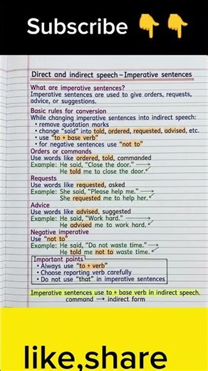 Direct and Indirect Speech | Imperative Sentences Rules | Easy English Grammar Explanation#viral#fun