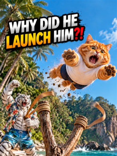A white tiger launched an orange cat into the jungle with a giant slingshot… what could possibly go wrong? 😳🐯🐱🌴 #fannyanimals #catsoftiktok #orangecat #gorillas #animals #fyp