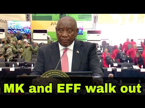 MK Party & EFF walk out of Parliament refusing to be addressed by Ramaphosa.