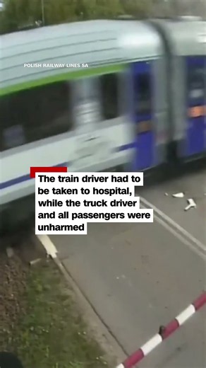 Passenger train slams into truck stuck at Poland railroad crossing