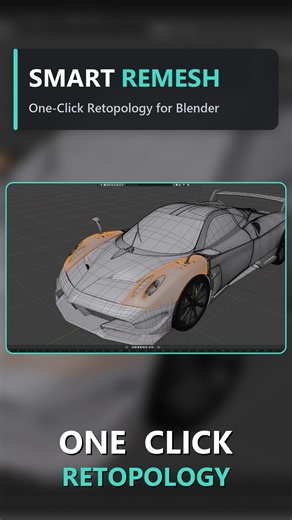 One-Click Retopology in Blender — Smart Remesh #b3d #shorts #blender3d #blender #blendergameengine