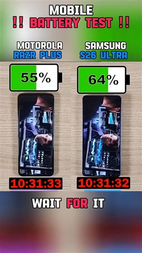⚡🔥 MOTOROLA RAZR PLUS VS SAMSUNG S26 ULTRA BATTERY TEST !!