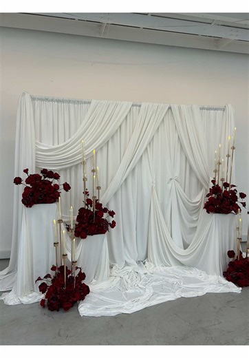 Ruby Red and Ivory Stage Design for Bridal Showers