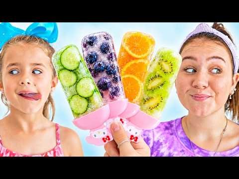 Ruby and Bonnie Make Fruit Ice Cream & Try Fun Food Challenges