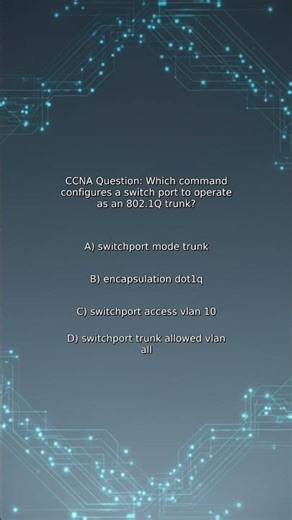 CCNA Quiz: Which command configures a switch port to operate as an 802.1Q trunk?