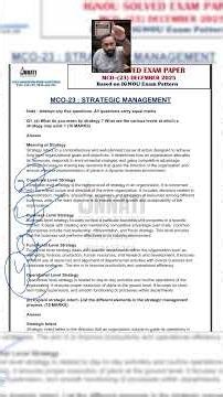 IGNOU MCO 23 Question Paper December 2025 MCO 23 Strategic Management Question Paper