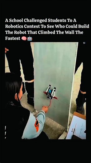 Information | science | technology on Instagram: "A school turned curiosity into competition by challenging students to build a robot that could climb a wall faster than the rest, and the results were pure engineering magic. This wasn’t about textbooks or theory — it was about problem-solving under pressure. Students had to think like real engineers, balancing speed, grip, weight, power, and stability. Every design choice mattered. Too much speed and the robot slipped. Too much grip and it slowe