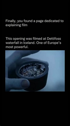 Explaining Film on Instagram: "The iconic opening sequence of Ridley Scott’s 2012 film Prometheus, featuring sweeping aerial shots of a primordial landscape leading to a dramatic waterfall, was filmed in Iceland. The key location is Dettifoss, Europe’s most powerful waterfall, located in Vatnajökull National Park in the northeast of the country; its remote and rugged terrain, with vast barren expanses and thundering gray waters, perfectly evoked an alien world, enhanced by minimal CGI for the sc
