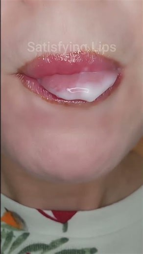 ASMR Satisfying Eating Strawberry yoghurt 🍓 #asmr #emojichallenge #satisfyinglips