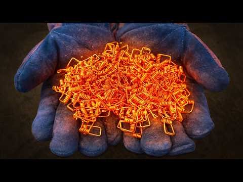 Turning 100 Steel Springs into a Damascus Knife | Full Forging Process