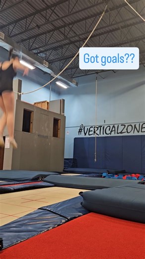 Vertical Zone Trampoline Club on Instagram: "Got goals? Get 'em! Watch the very end to see that feeling when you've prepped and put in the work and now it's time to put it together. Using progressions and proper skill flow, with drills in between, strengthens prerequisite skills and gives the opportunity to get the goal. Educated and experienced trampoline coaches can lead this at #VerticalZone where we've got the space and equipment. PUBLIC jump or trampoline CLASSES, with our fantastic staff, 