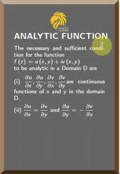 Analytic Function C-R equation 📘 | | Must-know Concept in Complex Analysis #exam