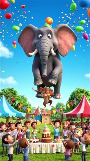 Baby Elephant Balloon Trouble 🎈#cartoon #shortsvideo #animation #funny #viral #newtrend #funnies