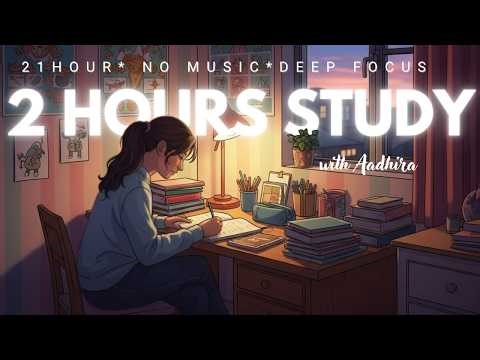 Live 2 HOURS study with me | pomodoro timer 60/10 | no music |No distraction #pomodoro #live #study